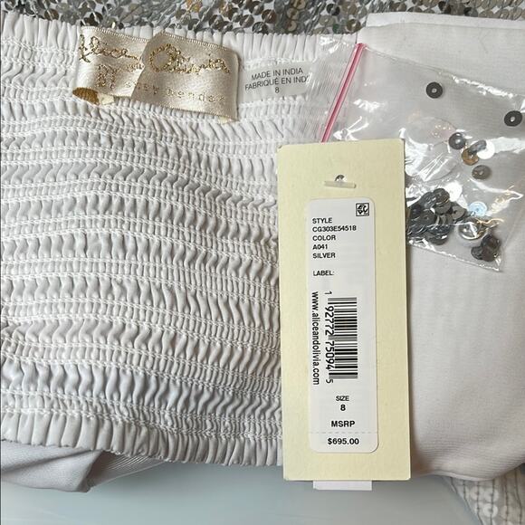 Alice + Olivia May Halterneck Silver Sequin Embellished Cutout Maxi Dress Size 8 - Picture 8 of 9